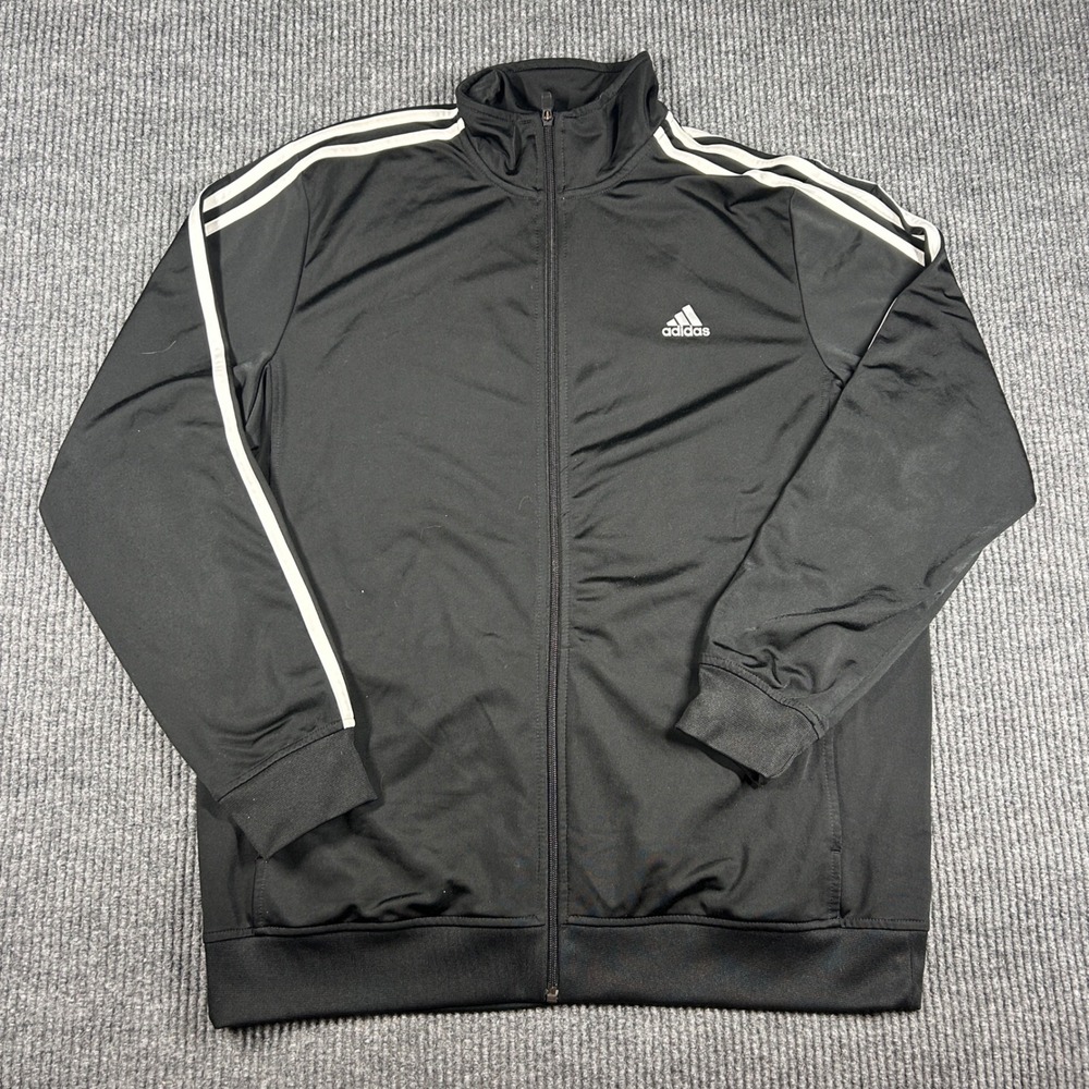 Adidas Jacket Mens XL Essentials 3-Stripe Tricot Track Black White S11942